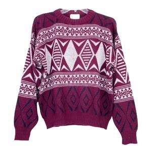 Vintage Men's Store at Sears Maroon Western Print Sweater Sz L